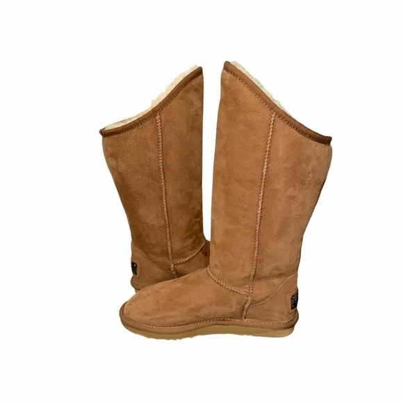 Australia Luxe Collective Cody Sheepskin Tan Suede Tall Shearling Boots Size 7 - Picture 10 of 11